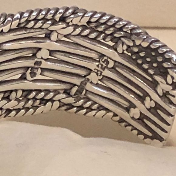 Barse Sterling Silver Scroll Cuff & Vintage Sterling Silver Modern Style Cuff - Picture 13 of 16